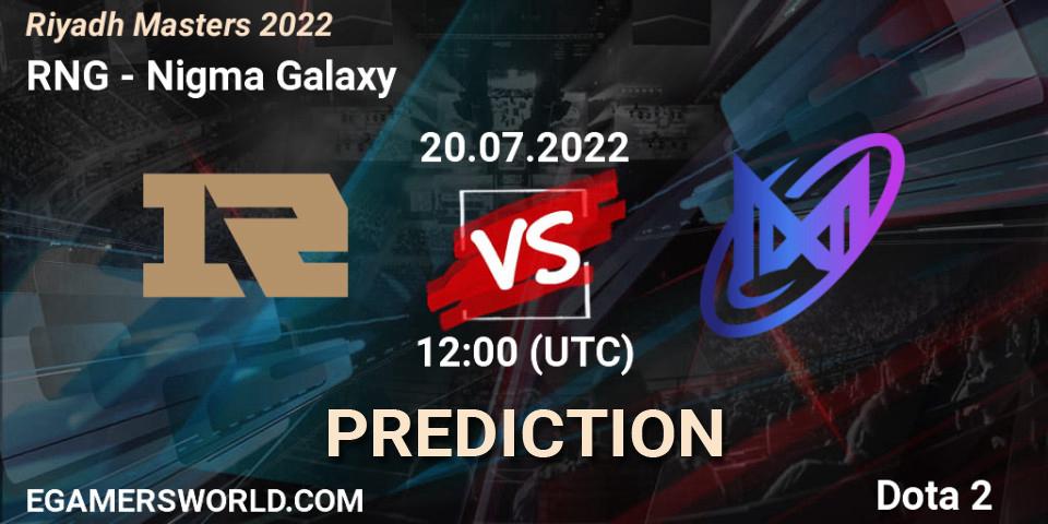 Pronóstico RNG - Nigma Galaxy. 20.07.2022 at 12:38, Dota 2, Riyadh Masters 2022