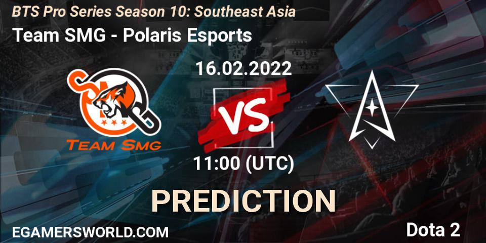 Pronóstico Team SMG - Polaris Esports. 16.02.2022 at 11:06, Dota 2, BTS Pro Series Season 10: Southeast Asia