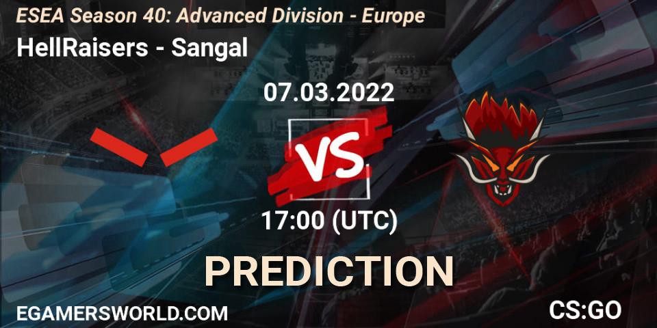 Pronóstico HellRaisers - Sangal. 07.03.22, CS2 (CS:GO), ESEA Season 40: Advanced Division - Europe