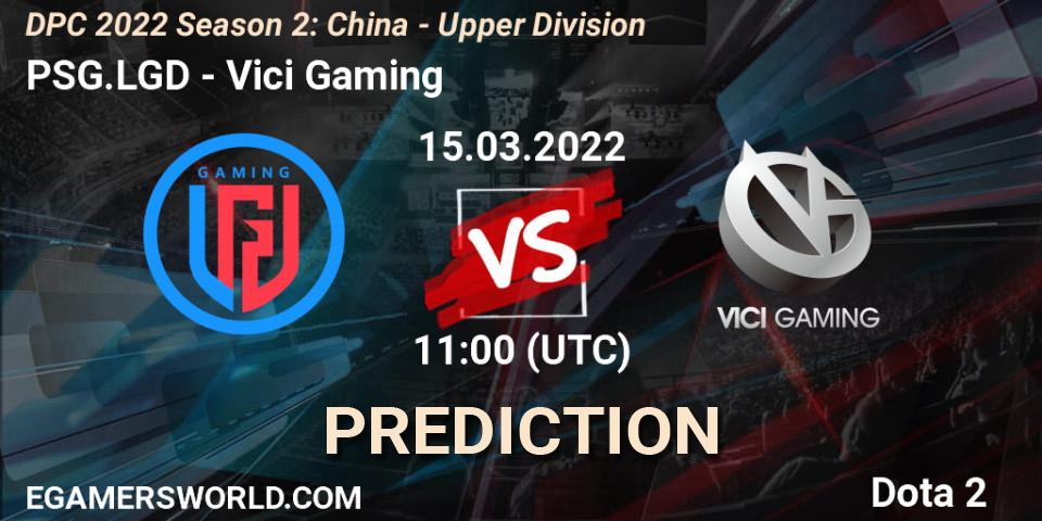 Pronóstico PSG.LGD - Vici Gaming. 15.03.2022 at 10:04, Dota 2, DPC 2021/2022 Tour 2 (Season 2): China Division I (Upper)