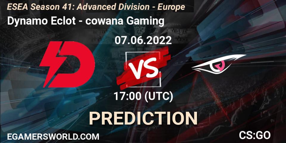 Pronóstico Dynamo Eclot - cowana Gaming. 07.06.2022 at 17:00, Counter-Strike (CS2), ESEA Season 41: Advanced Division - Europe