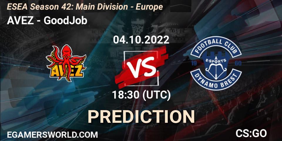 Pronóstico AVEZ - GoodJob. 03.10.22, CS2 (CS:GO), ESEA Season 42: Main Division - Europe