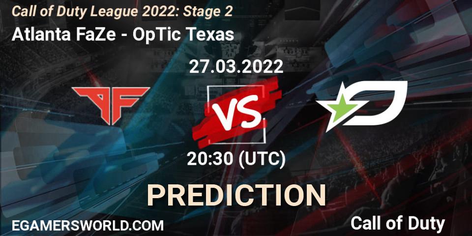 Pronóstico Atlanta FaZe - OpTic Texas. 27.03.22, Call of Duty, Call of Duty League 2022: Stage 2