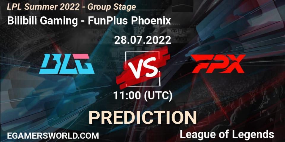 Pronóstico Bilibili Gaming - FunPlus Phoenix. 28.07.2022 at 11:45, LoL, LPL Summer 2022 - Group Stage