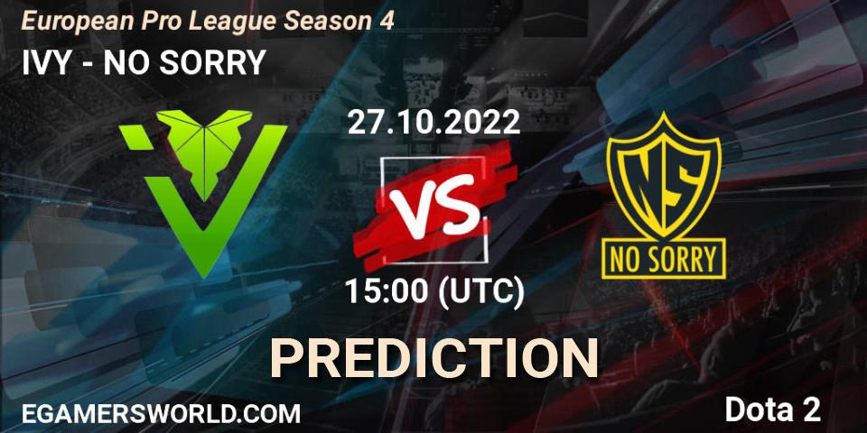 Pronóstico IVY - NO SORRY. 27.10.22, Dota 2, European Pro League Season 4