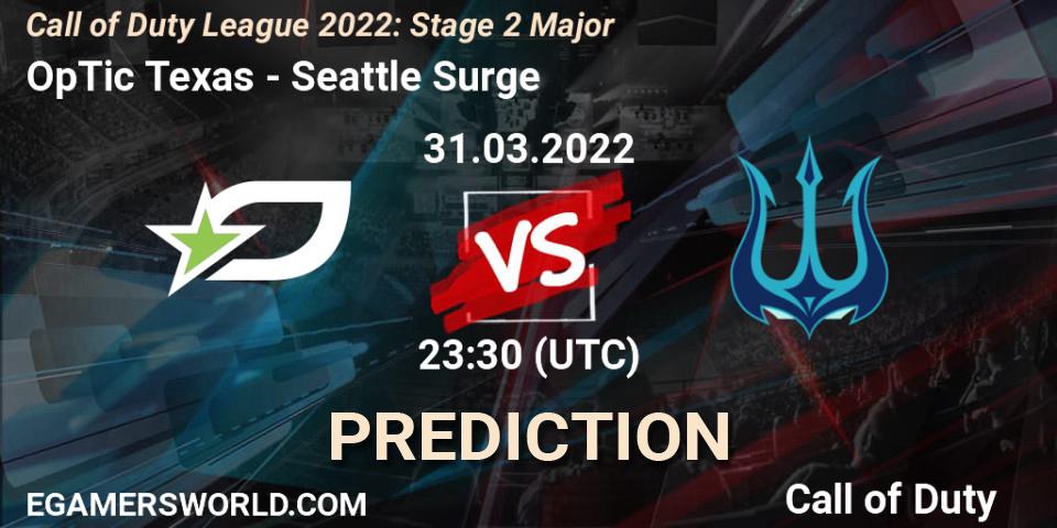 Pronóstico OpTic Texas - Seattle Surge. 31.03.22, Call of Duty, Call of Duty League 2022: Stage 2 Major