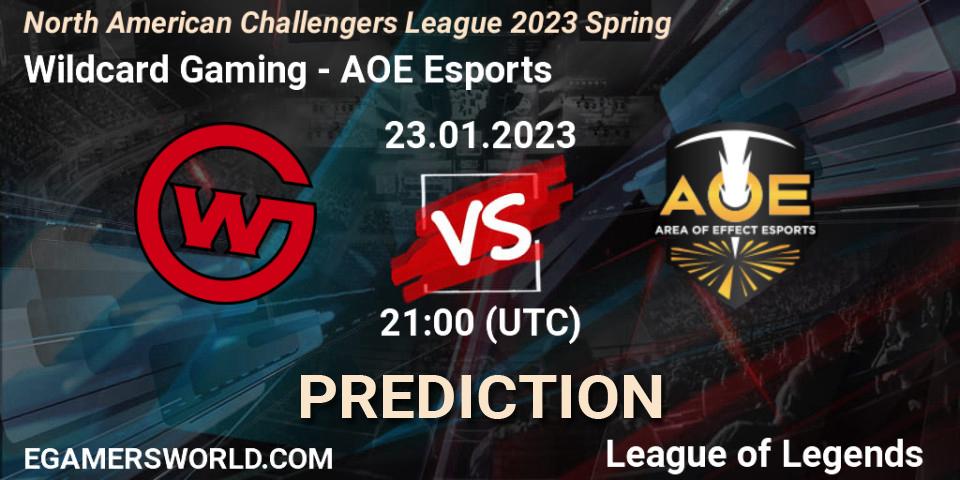 Pronóstico Wildcard Gaming - AOE Esports. 23.01.2023 at 21:00, LoL, NACL 2023 Spring - Group Stage