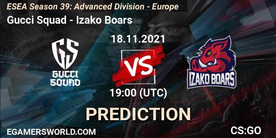 Pronóstico Gucci Squad - Izako Boars. 18.11.21, CS2 (CS:GO), ESEA Season 39: Advanced Division - Europe