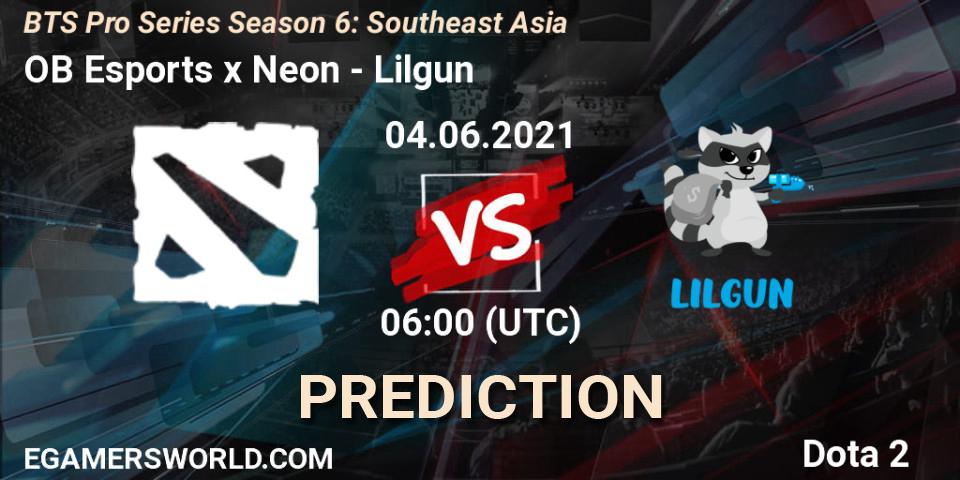 Pronóstico OB Esports x Neon - Lilgun. 04.06.2021 at 06:22, Dota 2, BTS Pro Series Season 6: Southeast Asia
