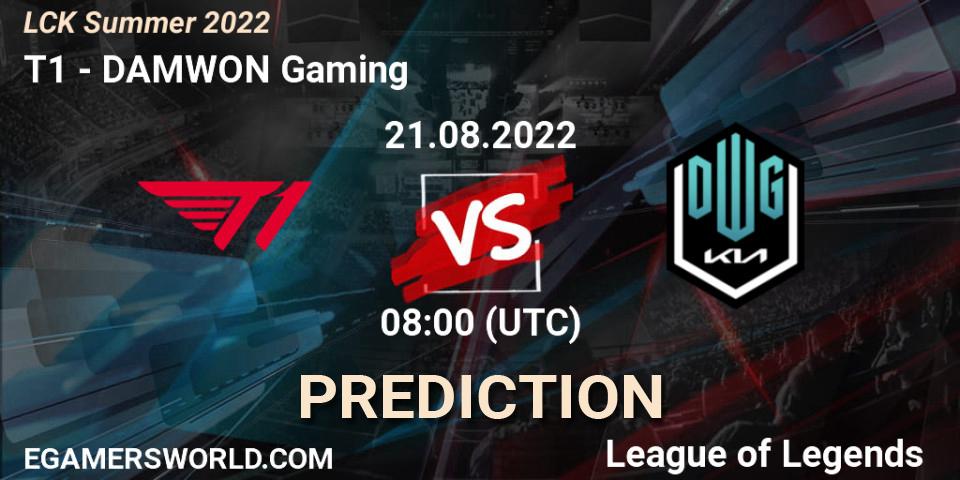 Pronóstico T1 - DAMWON Gaming. 21.08.2022 at 08:00, LoL, LCK Summer 2022