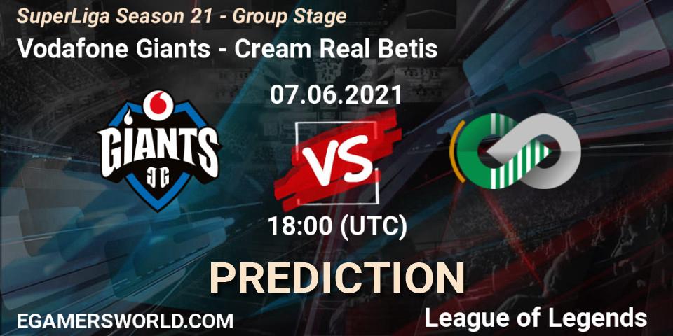 Pronóstico Vodafone Giants - Cream Real Betis. 07.06.2021 at 19:00, LoL, SuperLiga Season 21 - Group Stage 
