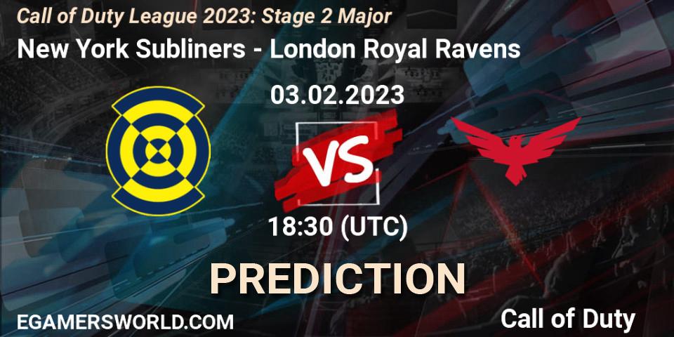 Pronóstico New York Subliners - London Royal Ravens. 03.02.2023 at 18:30, Call of Duty, Call of Duty League 2023: Stage 2 Major