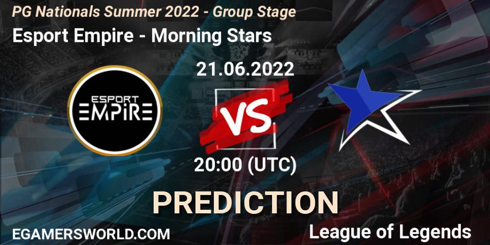 Pronóstico Esport Empire - Morning Stars. 21.06.2022 at 20:00, LoL, PG Nationals Summer 2022 - Group Stage
