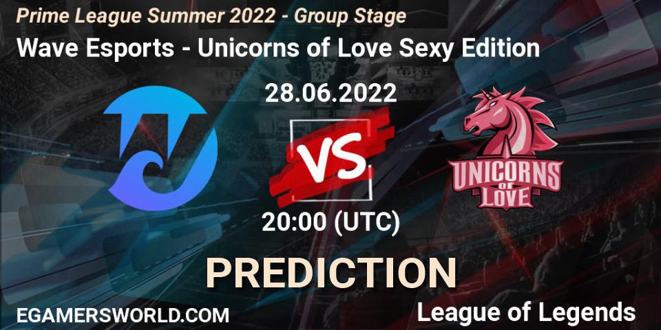 Pronóstico Wave Esports - Unicorns of Love Sexy Edition. 28.06.2022 at 17:00, LoL, Prime League Summer 2022 - Group Stage