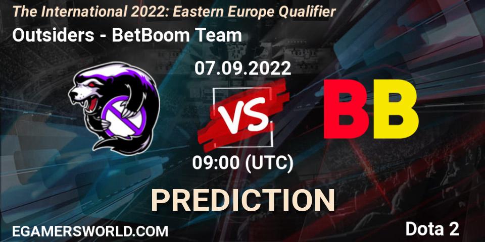 Pronóstico Outsiders - BetBoom Team. 07.09.2022 at 08:27, Dota 2, The International 2022: Eastern Europe Qualifier