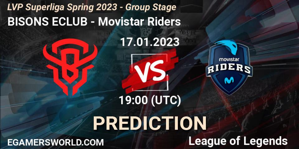 Pronóstico BISONS ECLUB - Movistar Riders. 17.01.2023 at 19:00, LoL, LVP Superliga Spring 2023 - Group Stage