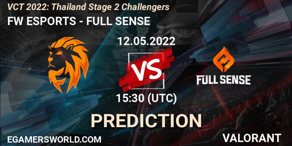 Pronóstico FW ESPORTS - FULL SENSE. 12.05.2022 at 13:30, VALORANT, VCT 2022: Thailand Stage 2 Challengers