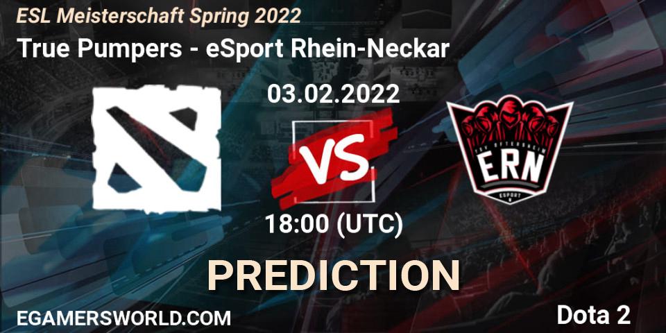 Pronóstico True Pumpers - eSport Rhein-Neckar. 03.02.2022 at 17:59, Dota 2, ESL Meisterschaft Spring 2022
