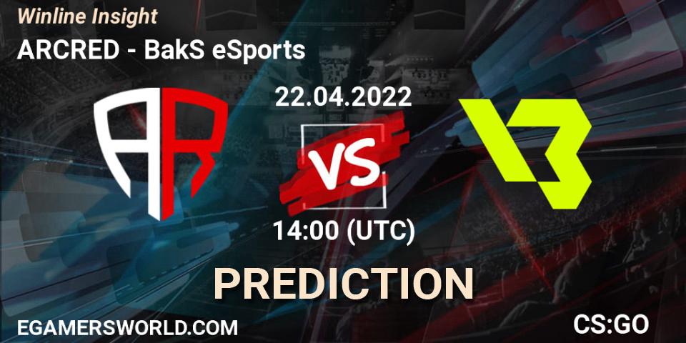 Pronóstico ARCRED - BakS eSports. 22.04.2022 at 14:00, Counter-Strike (CS2), Winline Insight