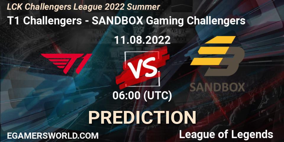 Pronóstico T1 Challengers - SANDBOX Gaming Challengers. 11.08.2022 at 06:00, LoL, LCK Challengers League 2022 Summer