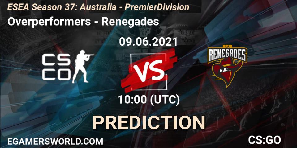 Pronóstico Overperformers - Renegades. 09.06.2021 at 10:00, Counter-Strike (CS2), ESEA Season 37: Australia - Premier Division
