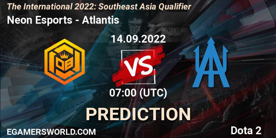 Pronóstico Neon Esports - Atlantis. 14.09.2022 at 08:32, Dota 2, The International 2022: Southeast Asia Qualifier