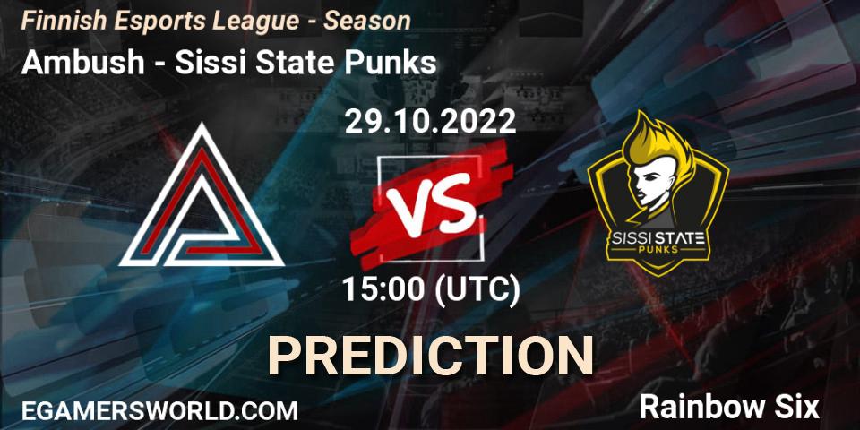 Pronóstico Ambush - Sissi State Punks. 29.10.22, Rainbow Six, Finnish Esports League - Season 