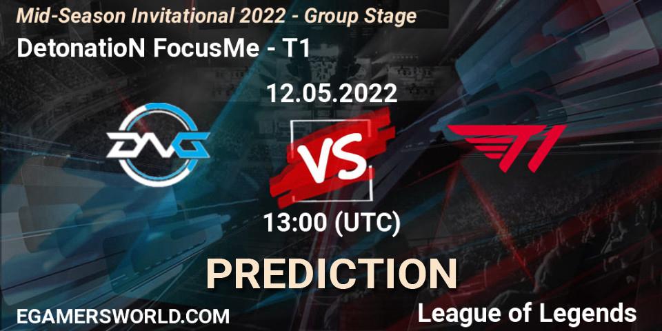 Pronóstico DetonatioN FocusMe - T1. 15.05.22, LoL, Mid-Season Invitational 2022 - Group Stage