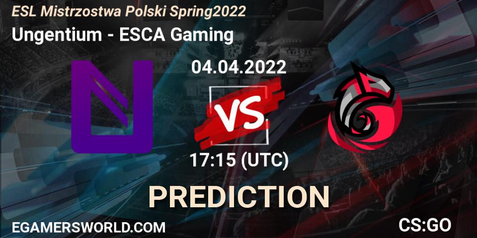 Pronóstico Ungentium - ESCA Gaming. 04.04.2022 at 17:15, Counter-Strike (CS2), ESL Mistrzostwa Polski Spring 2022