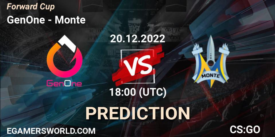 Pronóstico GenOne - Monte. 20.12.2022 at 18:00, Counter-Strike (CS2), Forward Cup