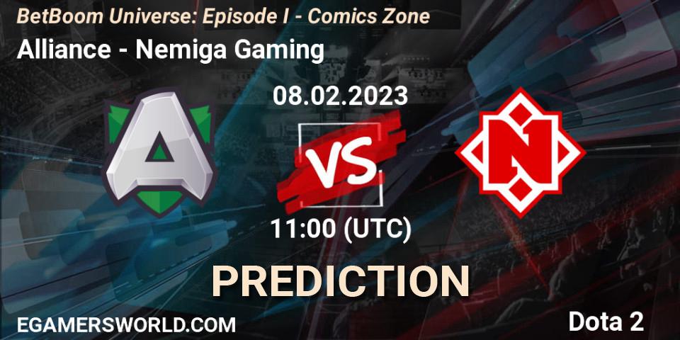 Pronóstico Alliance - Nemiga Gaming. 08.02.23, Dota 2, BetBoom Universe: Episode I - Comics Zone