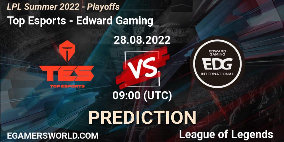 Pronóstico Top Esports - Edward Gaming. 28.08.2022 at 09:00, LoL, LPL Summer 2022 - Playoffs