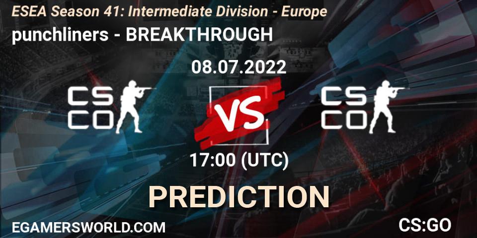 Pronóstico punchliners - BREAKTHROUGH. 08.07.2022 at 17:00, Counter-Strike (CS2), ESEA Season 41: Intermediate Division - Europe