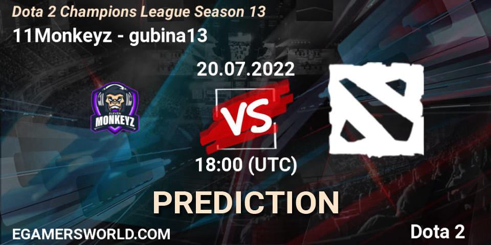 Pronóstico 11Monkeyz - gubina13. 20.07.2022 at 18:01, Dota 2, Dota 2 Champions League Season 13