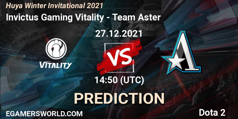Pronóstico Invictus Gaming Vitality - Team Aster. 27.12.2021 at 14:50, Dota 2, Huya Winter Invitational 2021