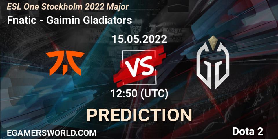 Pronóstico Fnatic - Gaimin Gladiators. 15.05.2022 at 12:45, Dota 2, ESL One Stockholm 2022 Major
