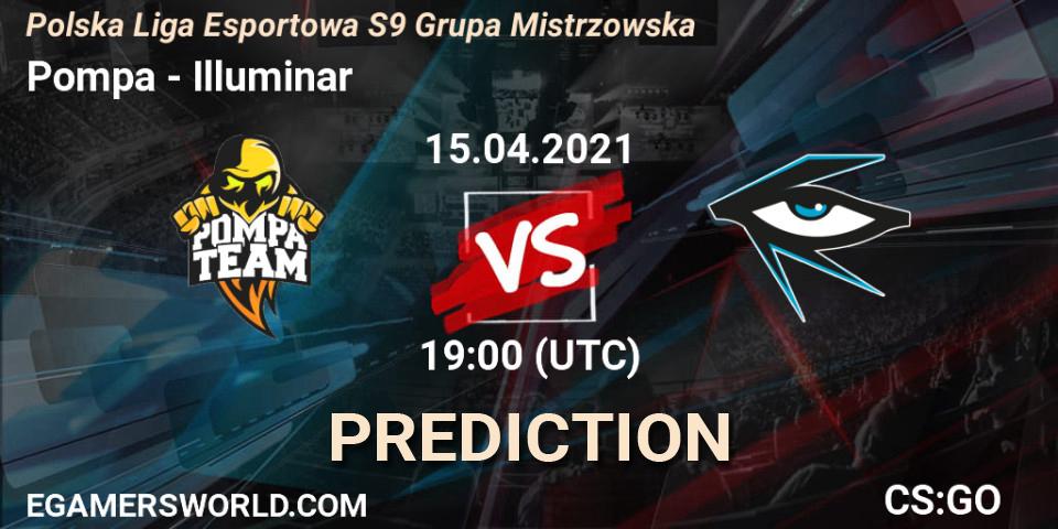 Pronóstico Pompa - Illuminar. 15.04.2021 at 19:00, Counter-Strike (CS2), Polska Liga Esportowa S9 Grupa Mistrzowska