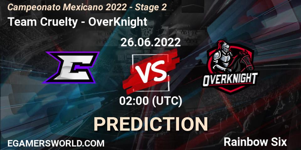 Pronóstico Team Cruelty - OverKnight. 26.06.2022 at 02:00, Rainbow Six, Campeonato Mexicano 2022 - Stage 2