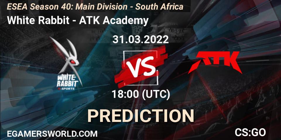 Pronóstico White Rabbit - ATK Academy. 31.03.22, CS2 (CS:GO), ESEA Season 40: Main Division - South Africa