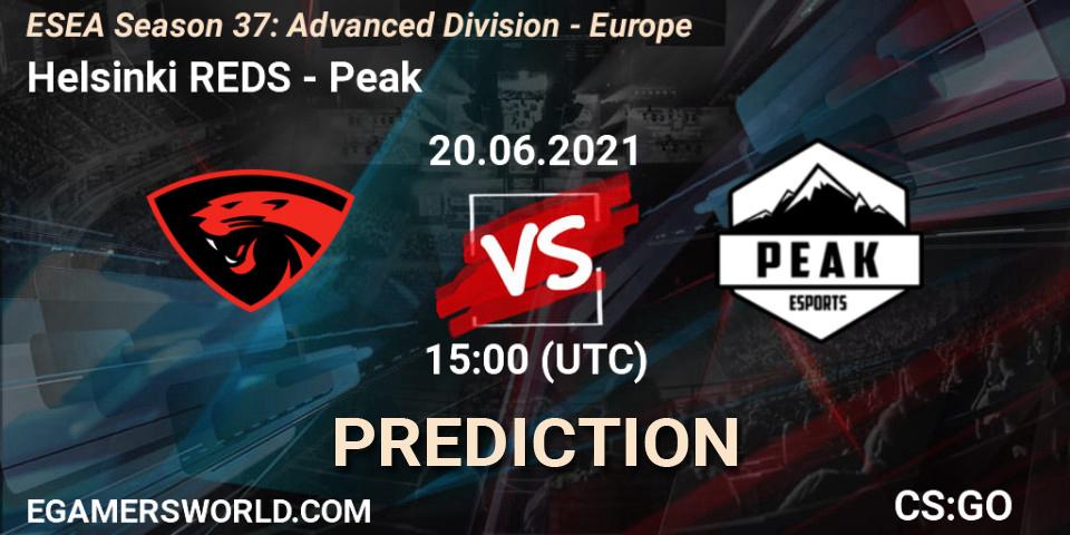 Pronóstico Helsinki REDS - Peak. 20.06.2021 at 15:00, Counter-Strike (CS2), ESEA Season 37: Advanced Division - Europe