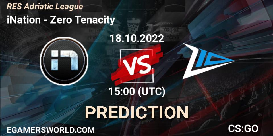 Pronóstico iNation - Zero Tenacity. 18.10.2022 at 15:00, Counter-Strike (CS2), RES Adriatic League