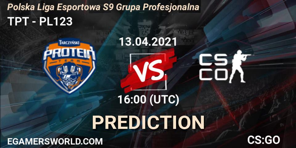 Pronóstico TPT - PL123. 13.04.2021 at 16:00, Counter-Strike (CS2), Polska Liga Esportowa S9 Grupa Profesjonalna