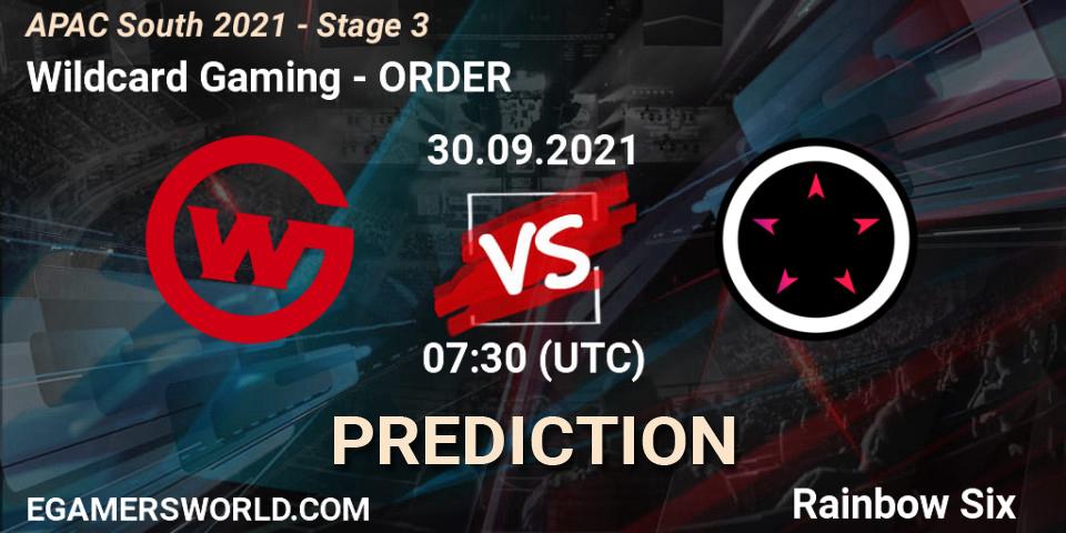 Pronóstico Wildcard Gaming - ORDER. 30.09.2021 at 07:30, Rainbow Six, APAC South 2021 - Stage 3