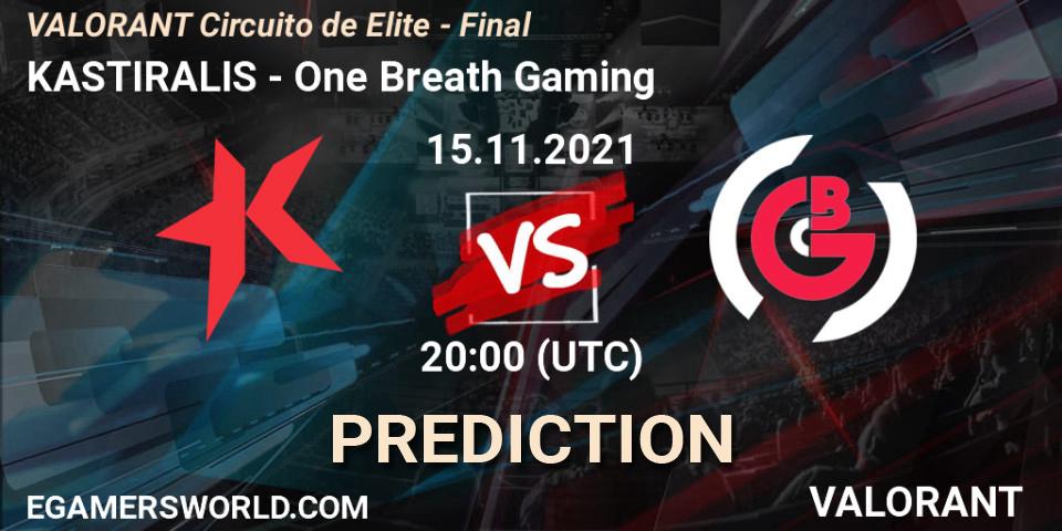 Pronóstico Kafalar Esports - One Breath Gaming. 15.11.2021 at 21:00, VALORANT, VALORANT Circuito de Elite - Final