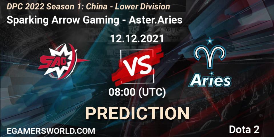 Pronóstico Sparking Arrow Gaming - Aster.Aries. 12.12.2021 at 07:55, Dota 2, DPC 2022 Season 1: China - Lower Division