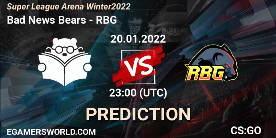 Pronóstico Bad News Bears - RBG. 20.01.22, CS2 (CS:GO), Super League Arena Winter 2022