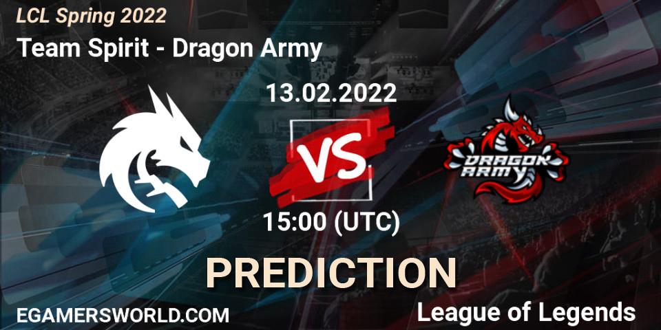 Pronóstico Team Spirit - Dragon Army. 13.02.22, LoL, LCL Spring 2022