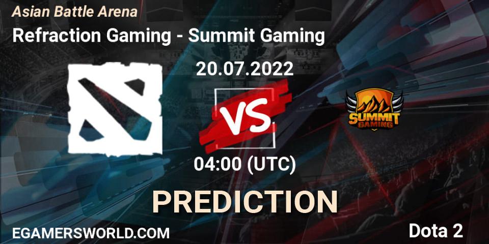 Pronóstico Refraction Gaming - Summit Gaming. 20.07.2022 at 04:00, Dota 2, Asian Battle Arena