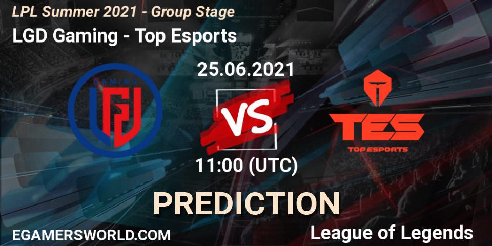 Pronóstico LGD Gaming - Top Esports. 25.06.2021 at 11:00, LoL, LPL Summer 2021 - Group Stage