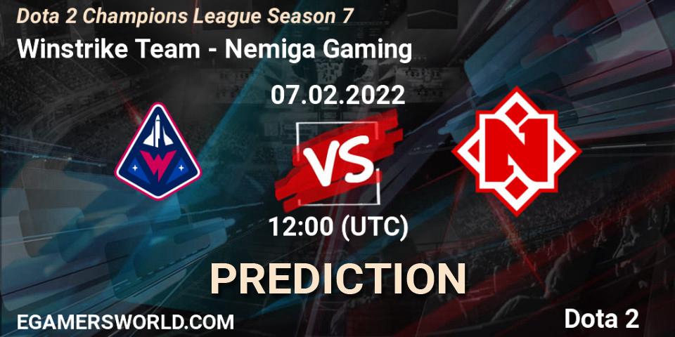 Pronóstico Winstrike Team - Nemiga Gaming. 07.02.22, Dota 2, Dota 2 Champions League 2022 Season 7